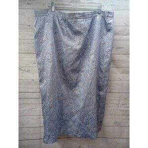 NINA MASSINI Plus Sz Metallic Blue Pencil Skirt Lined Sz 22